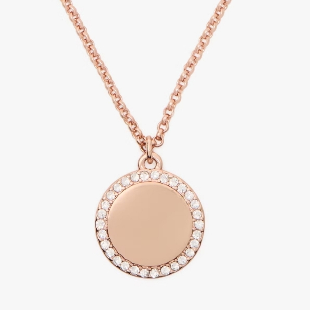 NWT Kate Spade Rose Gold 'Spot The Spade' Necklace with Crystal Accents - Picture 6 of 6